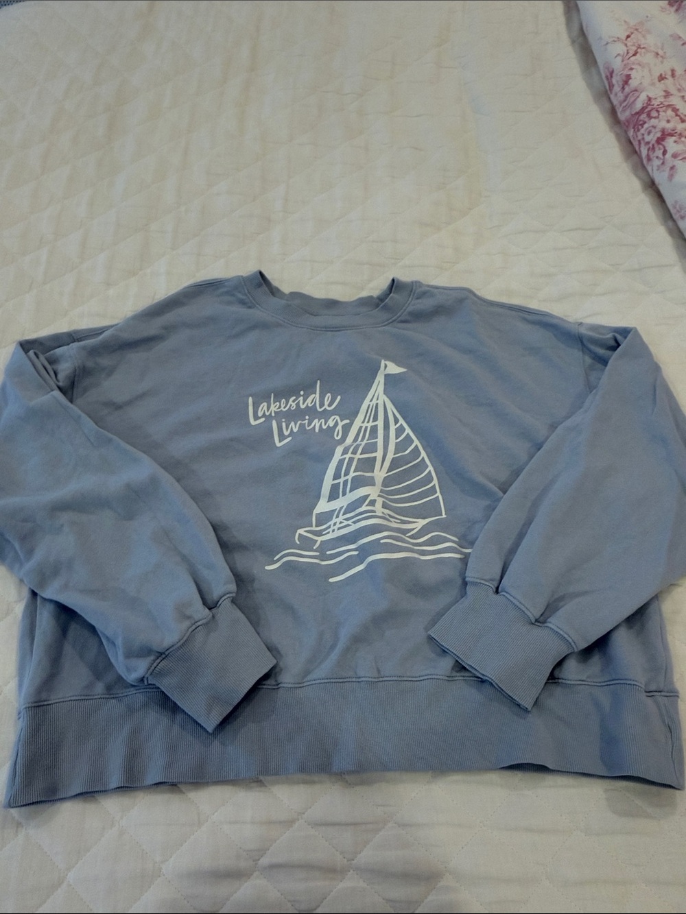 Old Navy Blue 'Lakeside Living' Sailboat Crewneck Sweatshirt